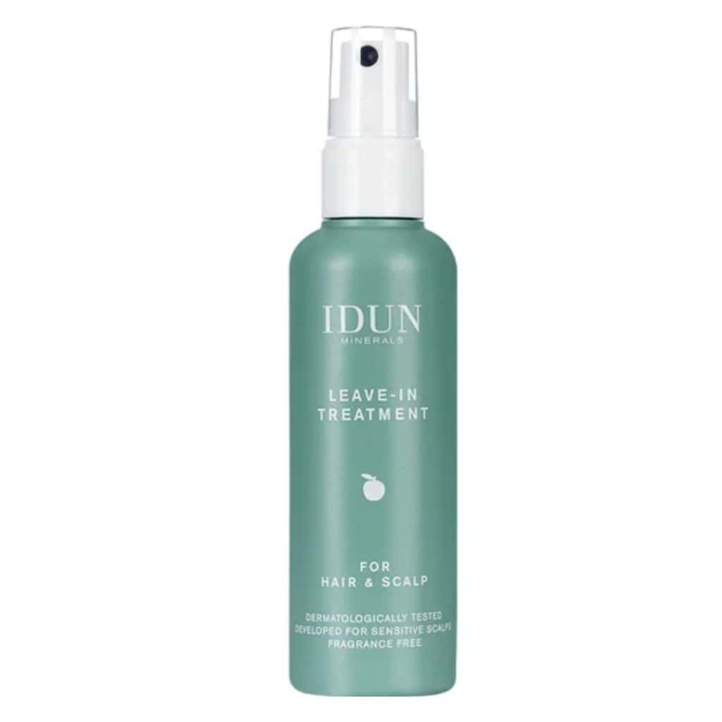 Idun Minerals Leave-in Hair & Scalp Treatment i en 100 ml grön flaska.