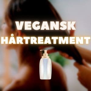 Vegansk hårtreatment, text och bild på kvinnas hår