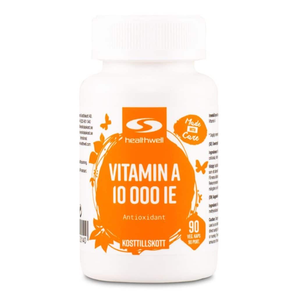 Burk med Healthwell Vitamin A 10 000 IE.