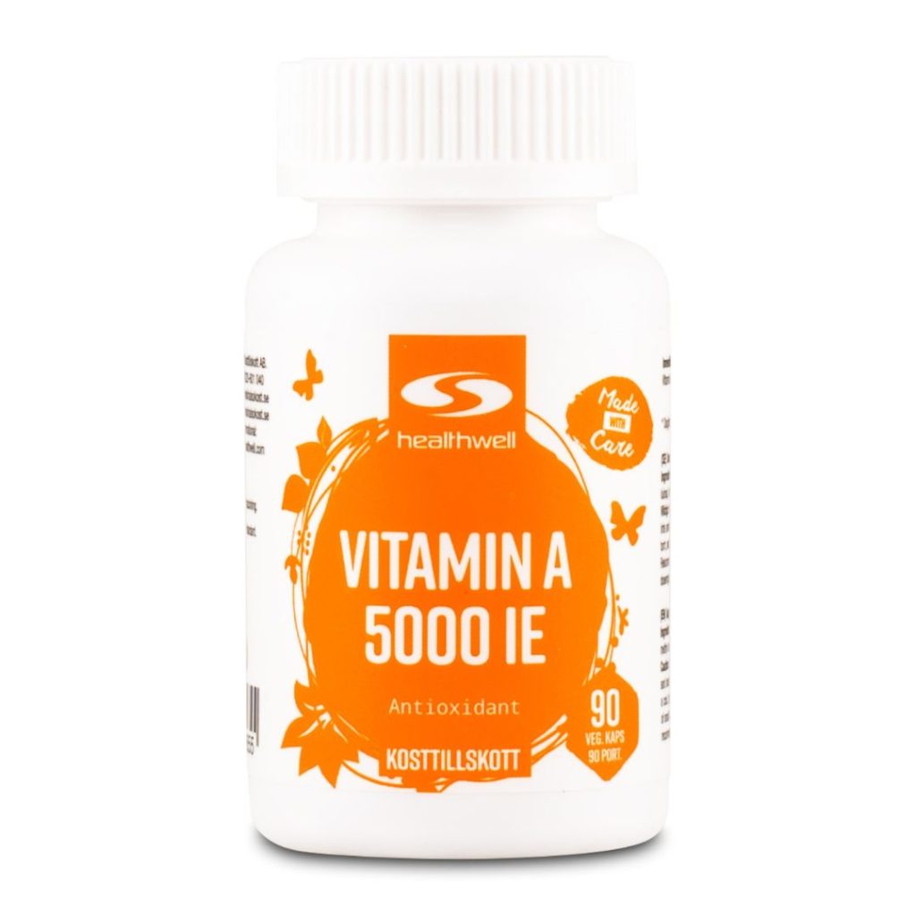 Burk med Healthwell Vitamin A 5000 IE.