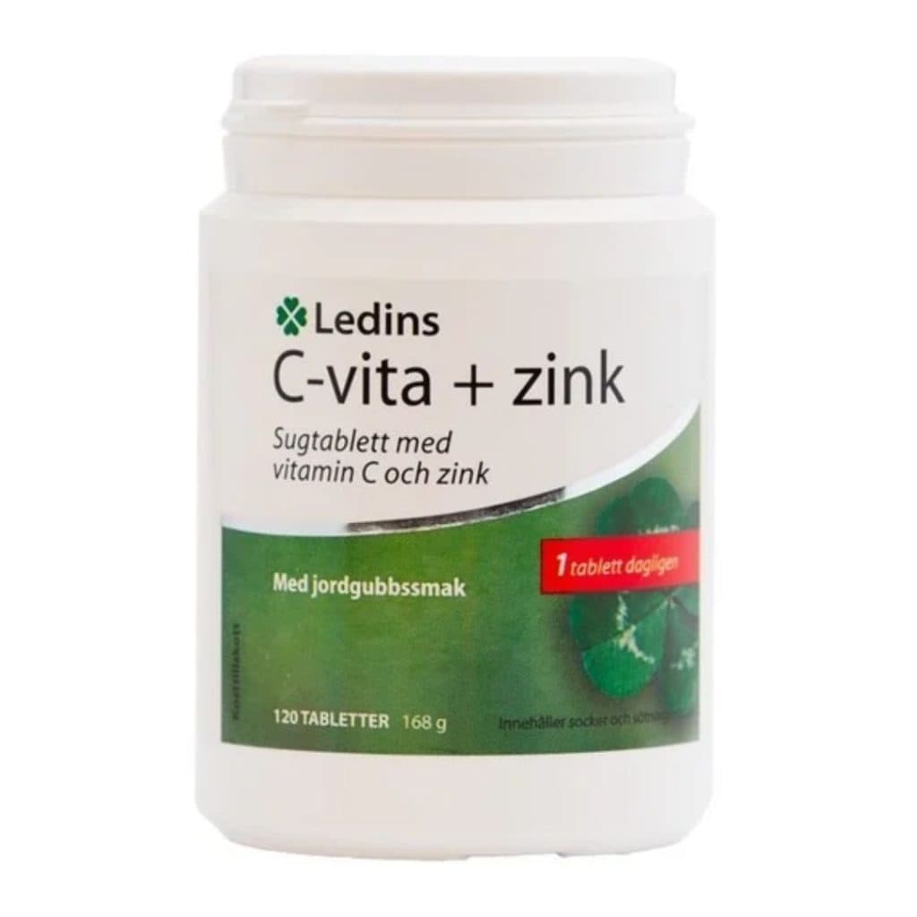 Burk med Ledins C-vita + Zink sugtabletter.