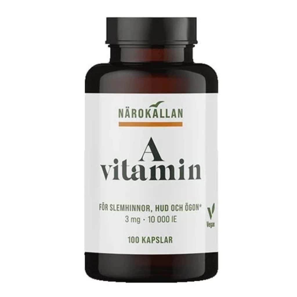 Burk med Närokällan A-vitamin för slemhinnor, hud och ögon.