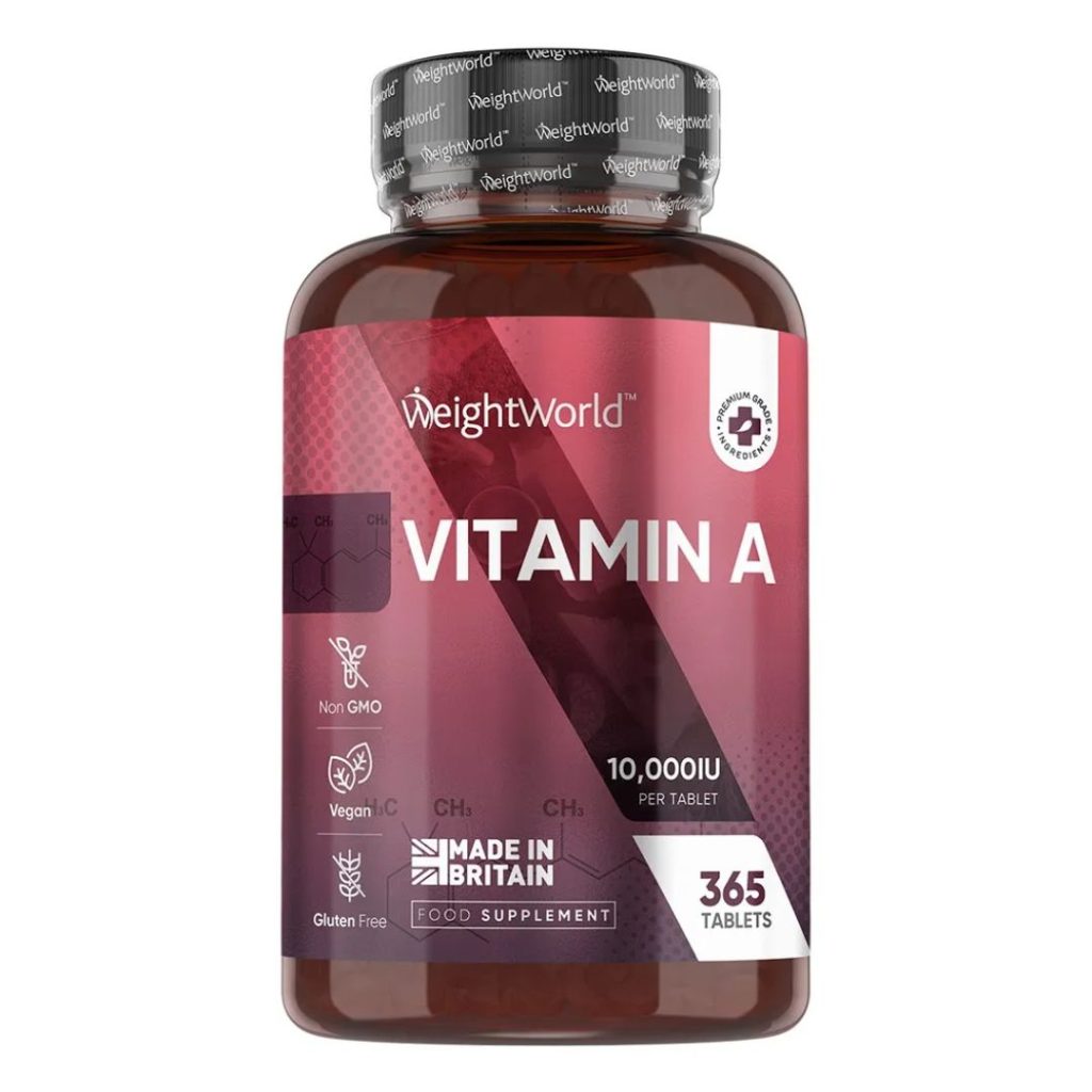Burk med WeightWorld Vitamin A 10 000 IU kosttillskott.