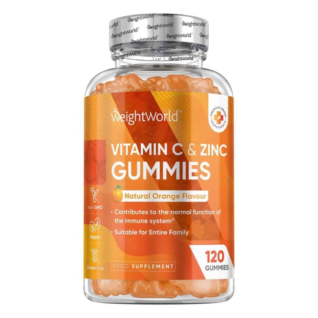 Burk med WeightWorld C-Vitamin och Zink gummies.