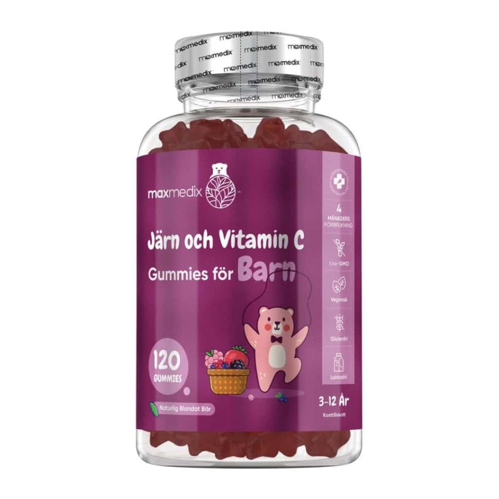 Burk med WeightWorld Järn och C-vitamin gummies för barn.