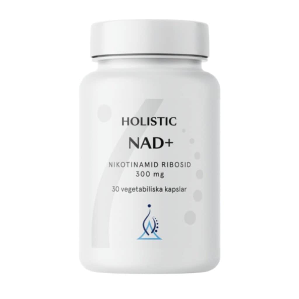 Burk med Holistic NAD+, ett kosttillskott med nikotinamid ribosid.