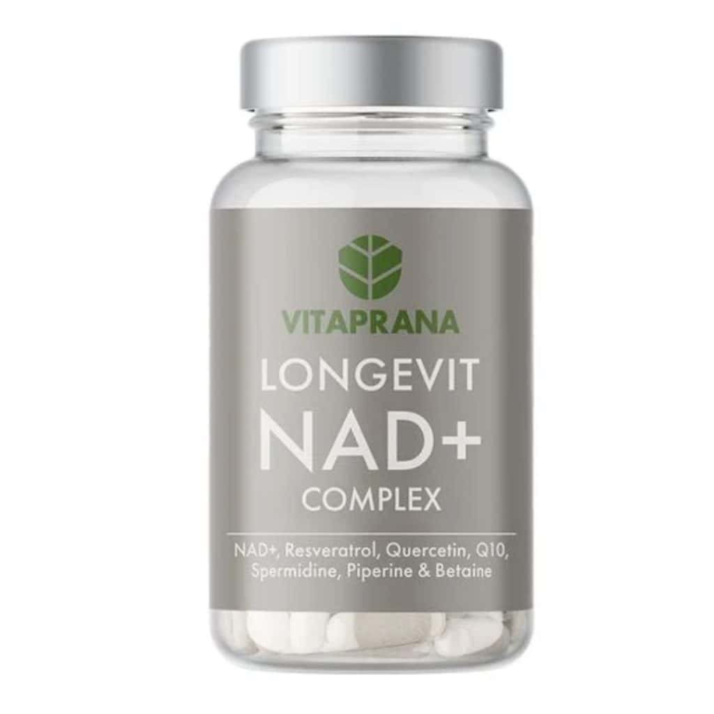 Glasburk med Vitaprana Longevit NAD+ Complex, 30 kapslar.
