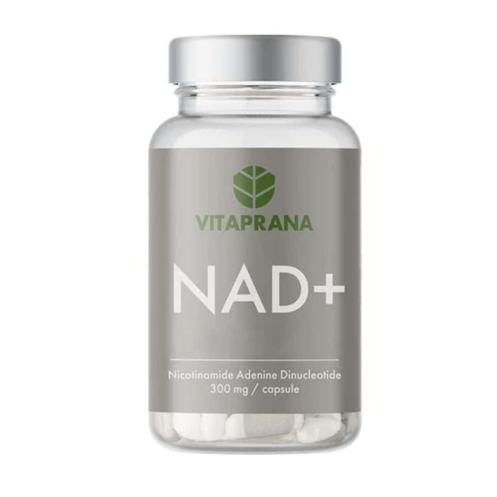 Glasburk med Vitaprana NAD+ 300 mg, högkoncentrerat tillskott.
