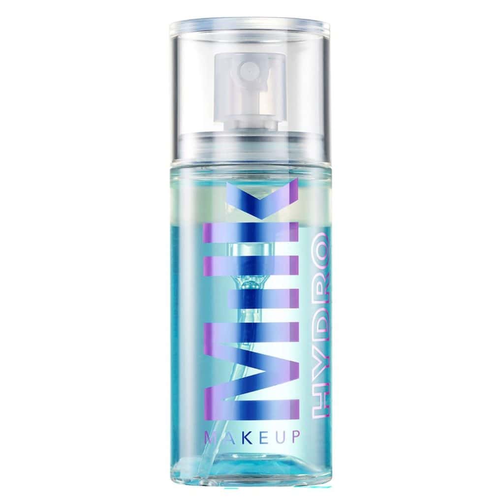 Milk Makeup Mini Hydro Grip Setting Spray i blå och transparent förpackning